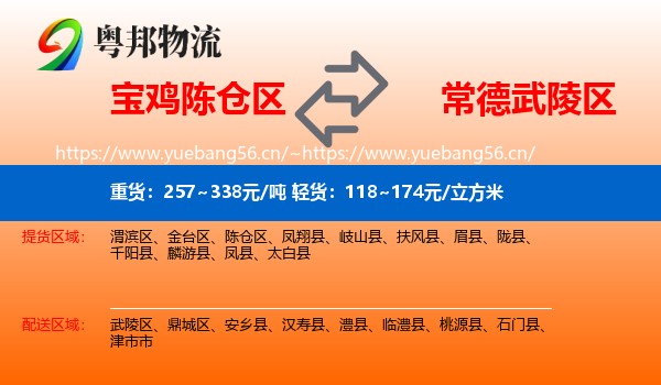 宝鸡陈仓区到武陵区物流