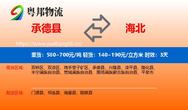 承德县到海北物流专线名片