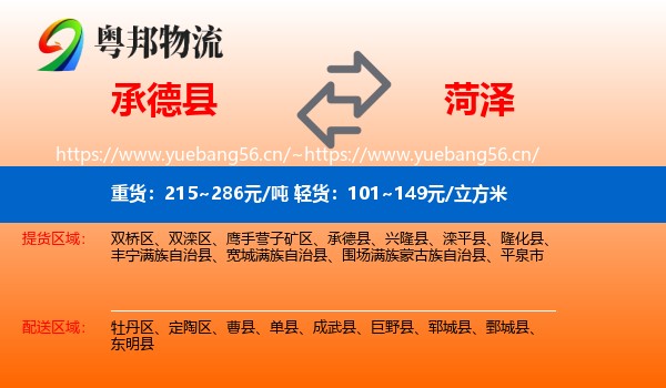 承德县到菏泽物流专线