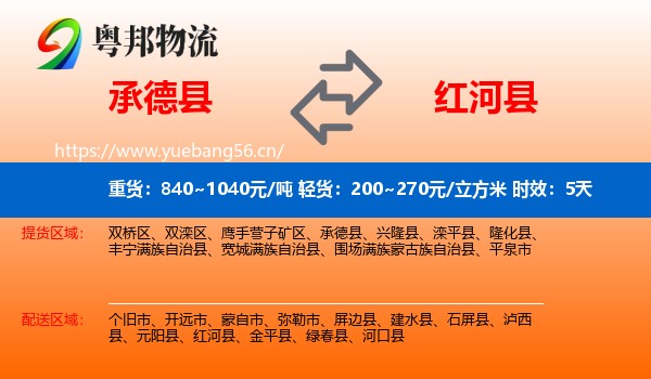 承德县到红河县物流专线名片