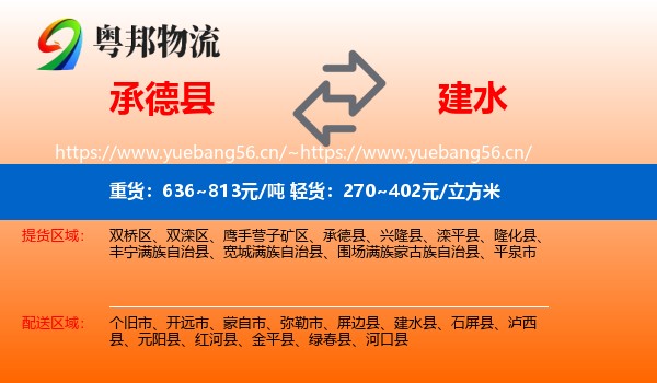 承德县到建水县物流