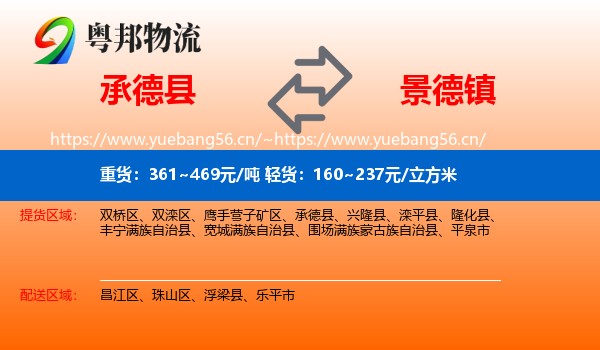 承德县到景德镇物流专线