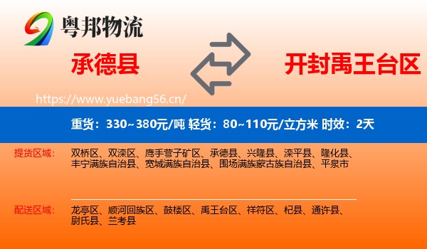 承德县到禹王台区物流专线名片