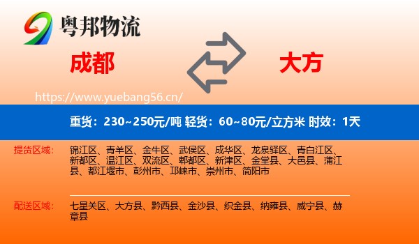 成都到大方县物流专线名片