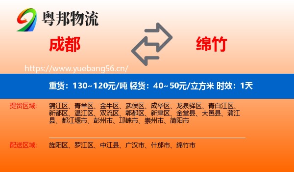 成都到绵竹市物流专线名片