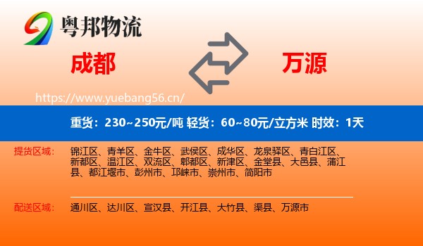 成都到万源市物流专线名片