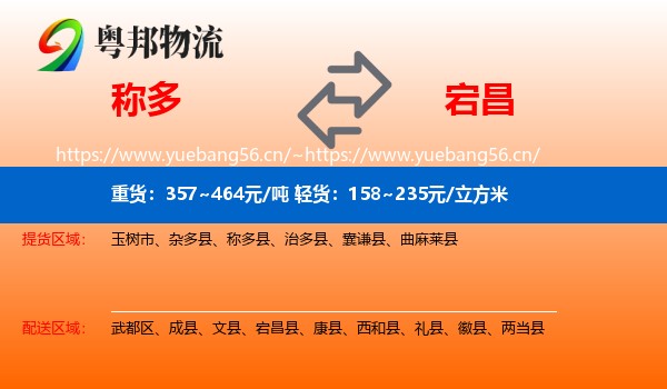 称多到宕昌县物流