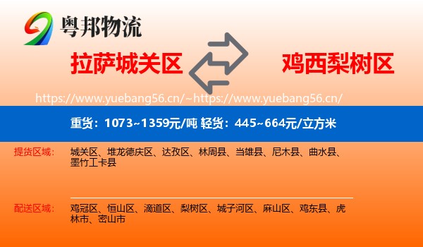 拉萨城关区到梨树区物流