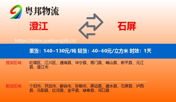 澄江到石屏县物流专线名片