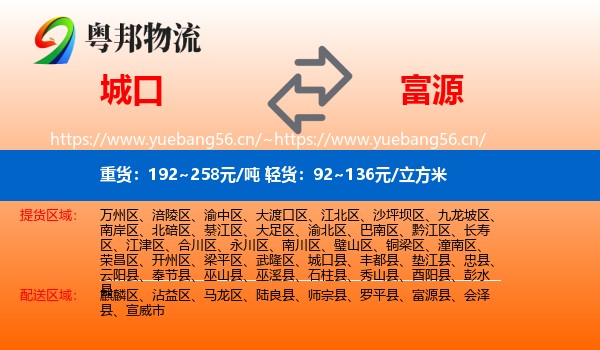 城口到富源县物流
