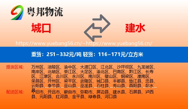 城口到建水县物流