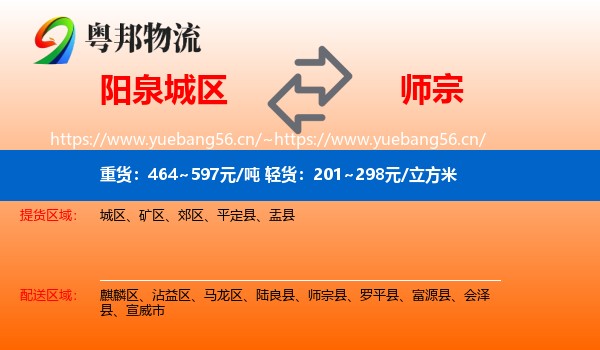 阳泉城区到师宗县物流
