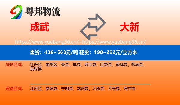 成武到大新县物流