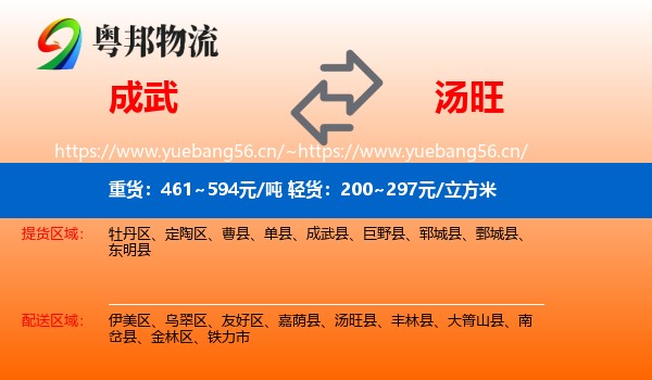成武到汤旺县物流