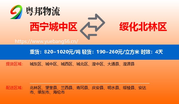 西宁城中区到北林区物流专线名片