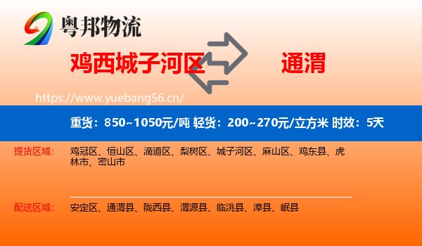 鸡西城子河区到通渭县物流专线名片
