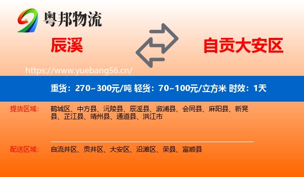 辰溪到大安区物流专线名片