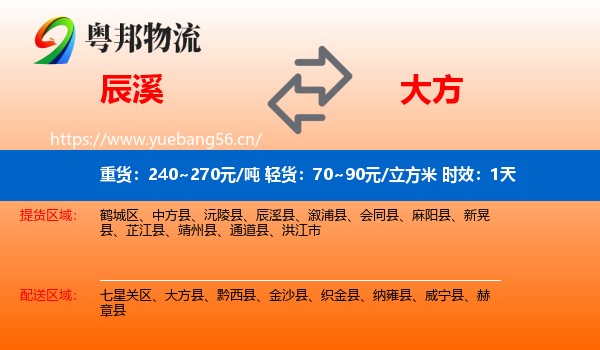 辰溪到大方县物流专线名片