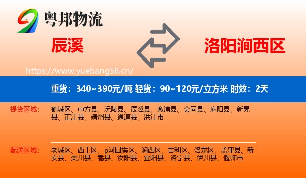 辰溪到涧西区物流专线名片