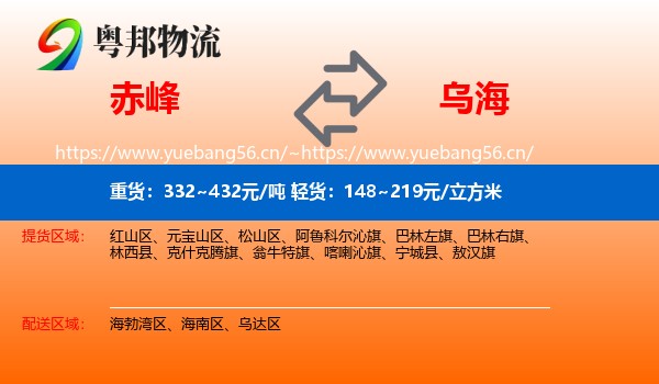 赤峰到乌海物流专线