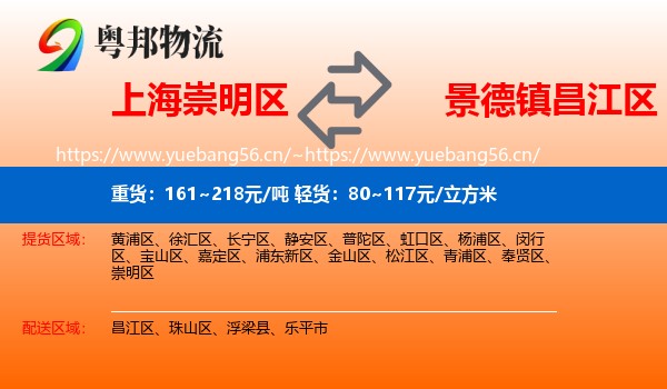 上海崇明区到昌江区物流