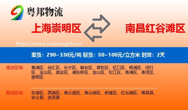 上海崇明区到红谷滩区物流专线名片