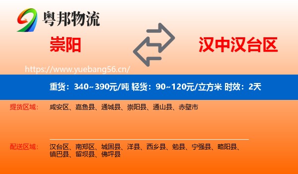 崇阳到汉台区物流专线名片