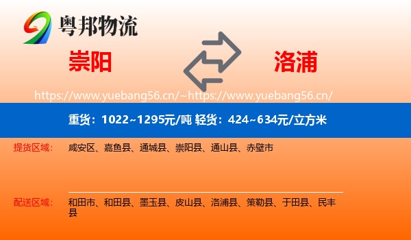 崇阳到洛浦县物流