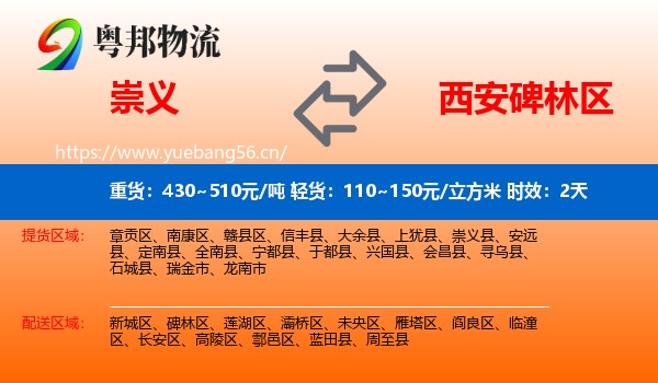 崇义到碑林区物流专线名片