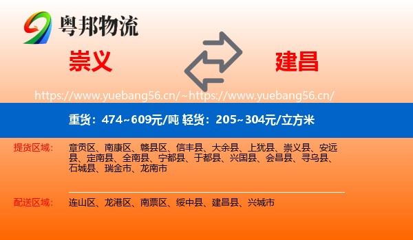 崇义到建昌县物流