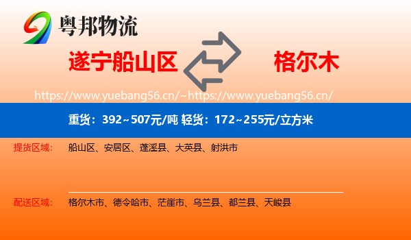 遂宁船山区到格尔木市物流