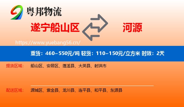 遂宁船山区到河源物流专线名片