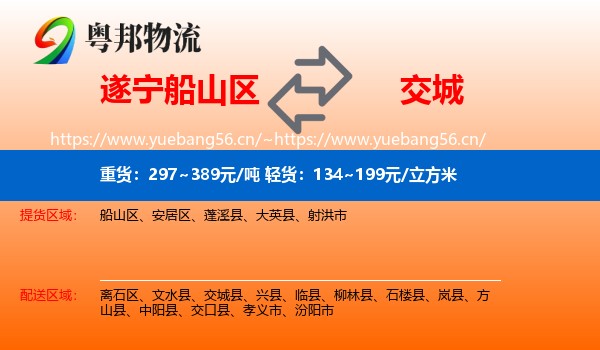 遂宁船山区到交城县物流