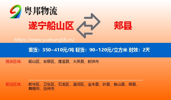 遂宁船山区到郏县物流专线名片