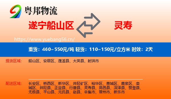 遂宁船山区到灵寿县物流专线名片