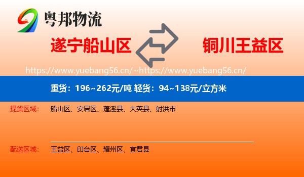 遂宁船山区到王益区物流