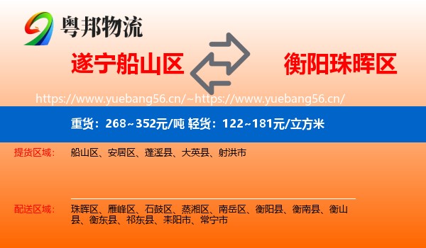 遂宁船山区到珠晖区物流