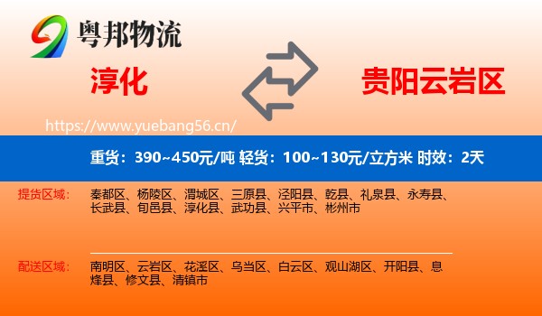 淳化到云岩区物流专线名片