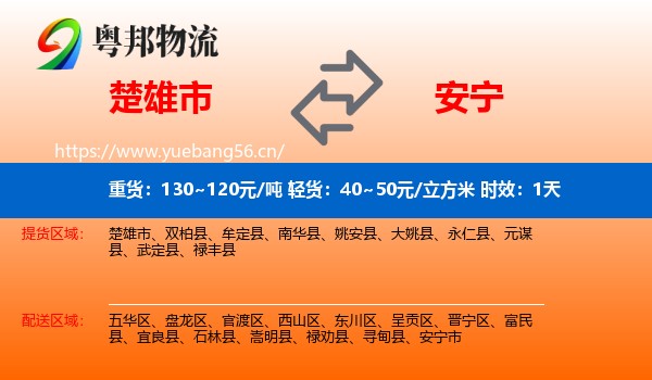 楚雄市到安宁市物流专线名片