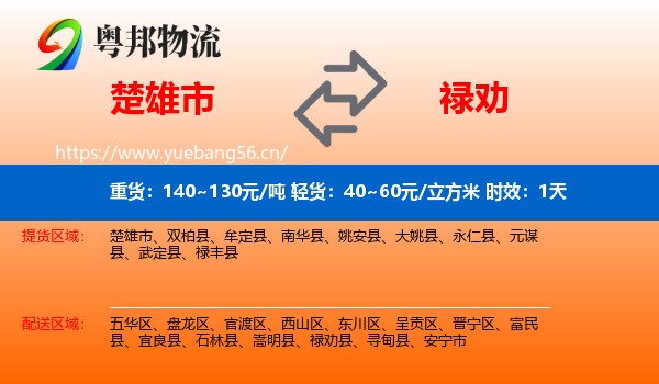 楚雄市到禄劝县物流专线名片