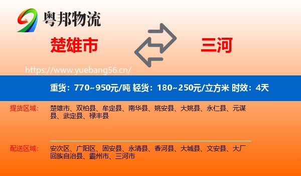 楚雄市到三河市物流 楚雄市到三河市物流专线名片