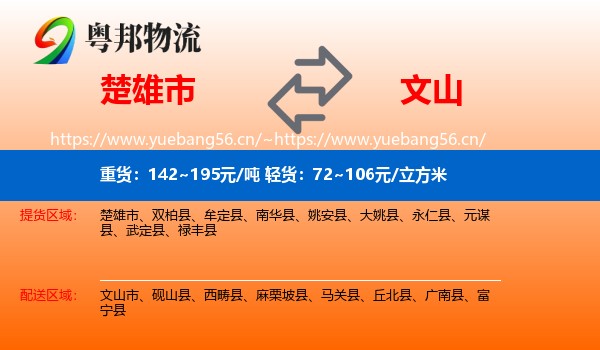 楚雄市到文山物流