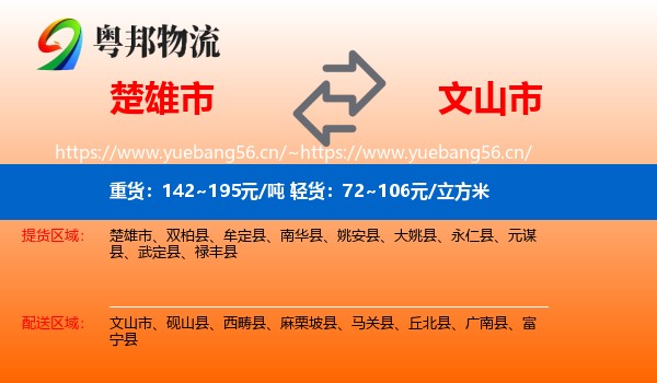 楚雄市到文山市物流
