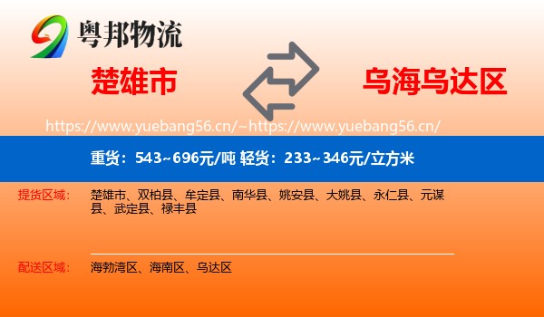 楚雄市到乌达区物流