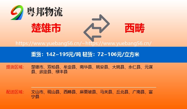 楚雄市到西畴县物流