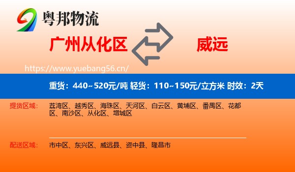 广州从化区到威远县物流 广州从化区到威远县物流专线名片