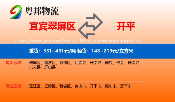 宜宾翠屏区到开平市物流