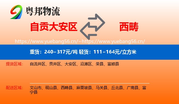 自贡大安区到西畴县物流
