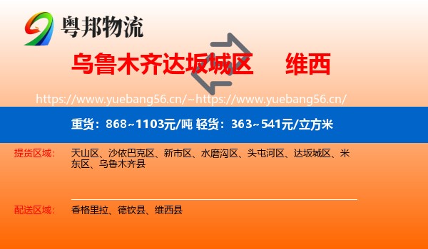 乌鲁木齐达坂城区到维西县物流