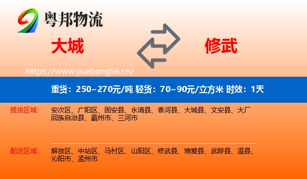 大城到修武县物流专线名片